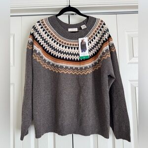 NWT Weatherproof Vintage Fairisle Sweater in Chocolate Size XL